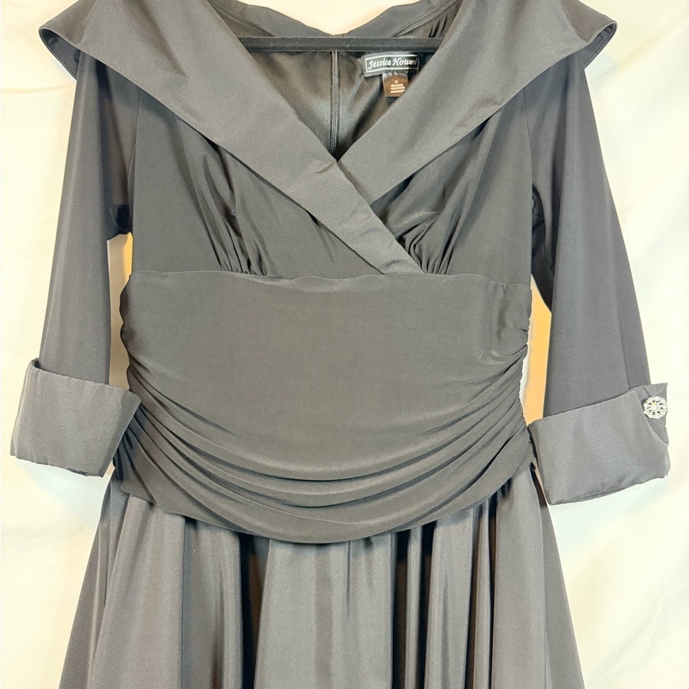 Like New Jessica Howard Elegant Black Long Sleeve Dress Size 14 - Picture 10 of 12